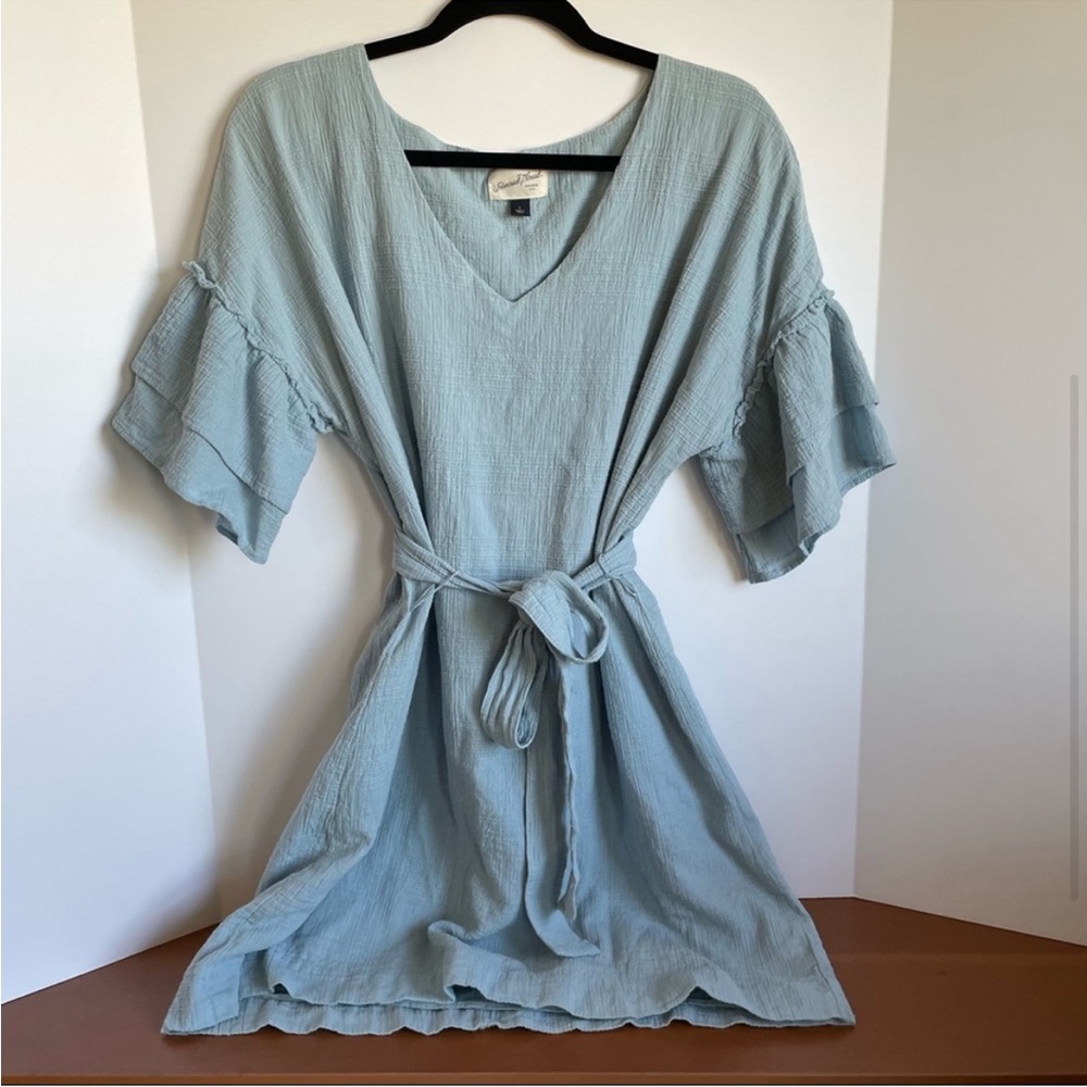Universal Thread Ruffle Sleeve Tie Sheath Blue Dress Size Large